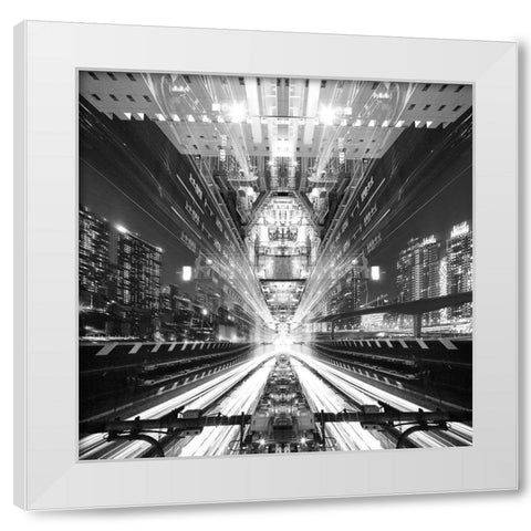 Electro Warp White Modern Wood Framed Art Print by Tajima, Koji