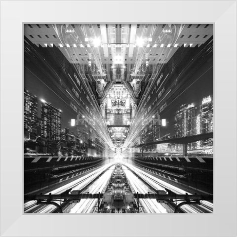 Electro Warp White Modern Wood Framed Art Print by Tajima, Koji