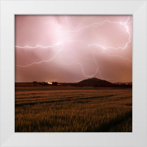 Lightshow White Modern Wood Framed Art Print by Schumacher, Nicolas