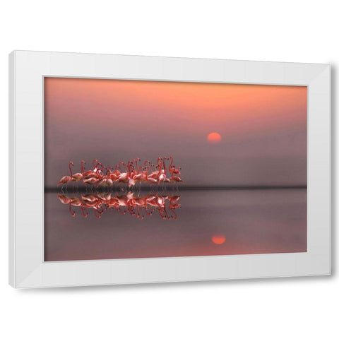 Purple Sunset White Modern Wood Framed Art Print by Cseresnjes, Anna