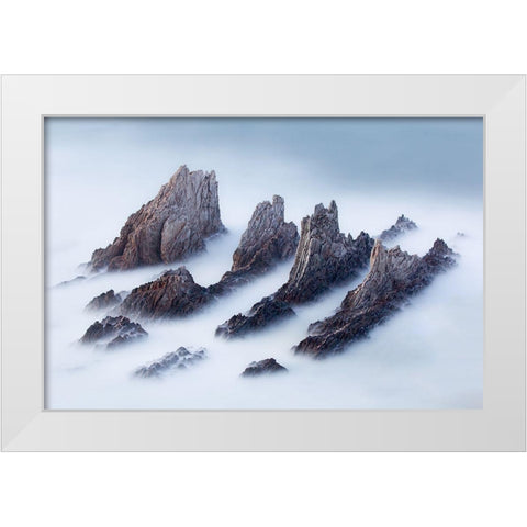 Crests And Valleys White Modern Wood Framed Art Print by Antonio Perez, Jose