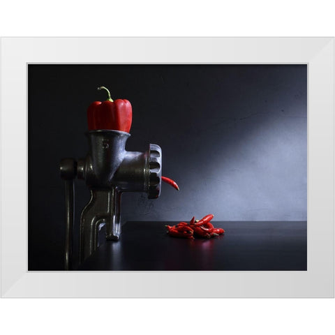 Red And Hot White Modern Wood Framed Art Print by Ivanova, Victoria