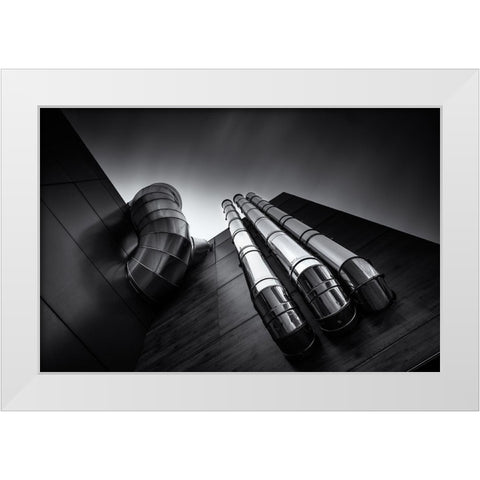 Pipes White Modern Wood Framed Art Print by Gamiz, Andres