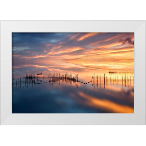 Fishnets White Modern Wood Framed Art Print by Beut, Jose