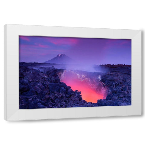 Gate To Hell White Modern Wood Framed Art Print by Budkov, Denis