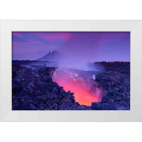 Gate To Hell White Modern Wood Framed Art Print by Budkov, Denis