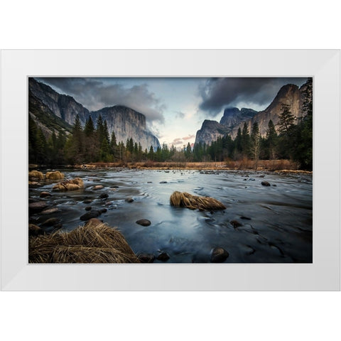 The Dark Flow White Modern Wood Framed Art Print by Chantaravisoot, Naphat