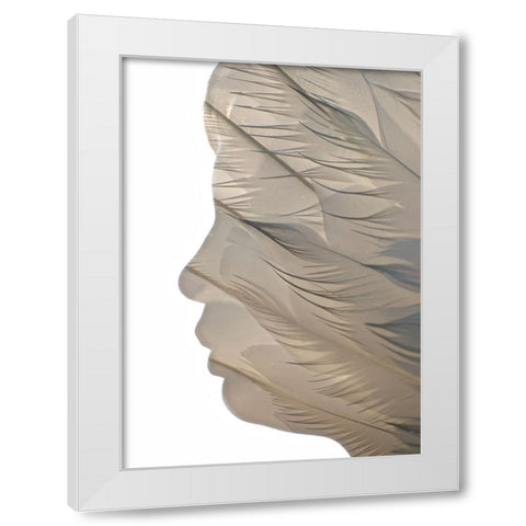 Feathered White Modern Wood Framed Art Print by Melnotte, Mike