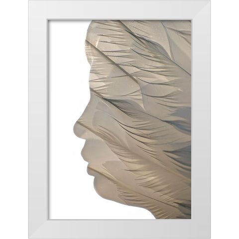 Feathered White Modern Wood Framed Art Print by Melnotte, Mike