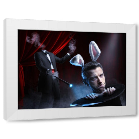 Very Bad Trick White Modern Wood Framed Art Print by Kiciak, Christophe