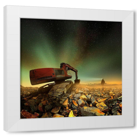 Goldherer White Modern Wood Framed Art Print by Majkut, Peter