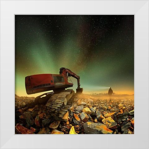 Goldherer White Modern Wood Framed Art Print by Majkut, Peter