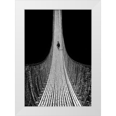 Bridge To The Future White Modern Wood Framed Art Print by Depaepe, Yvette