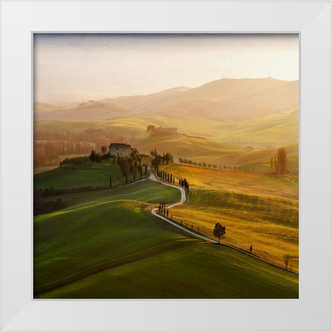 Val D Orcia White Modern Wood Framed Art Print by Pawlak, Jarek
