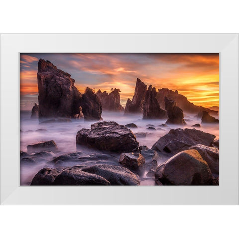 Heaven Of Rocks White Modern Wood Framed Art Print by Song, Gunarto