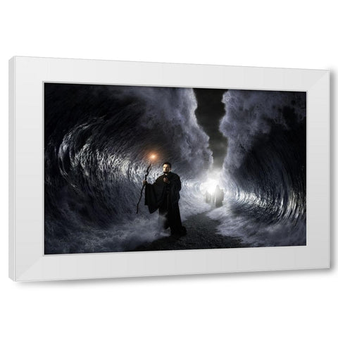 Exodus White Modern Wood Framed Art Print by Kiciak, Christophe