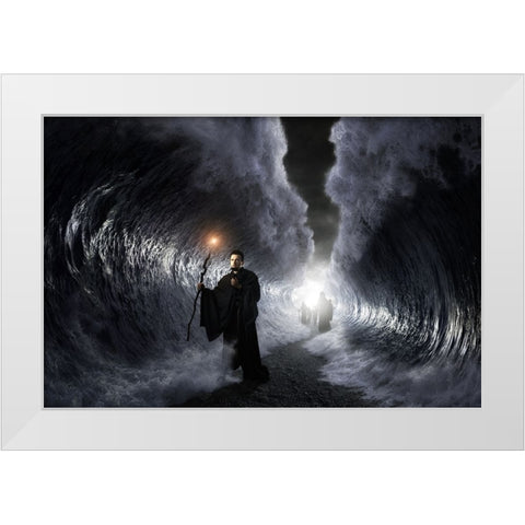 Exodus White Modern Wood Framed Art Print by Kiciak, Christophe