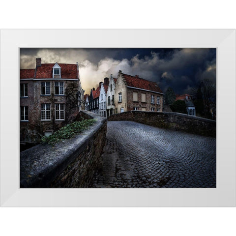 An Evening In Bruges White Modern Wood Framed Art Print by Flour, Piet