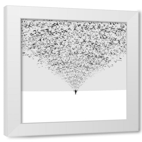 The Dark Half White Modern Wood Framed Art Print by Zare, Hossein
