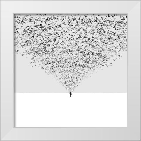 The Dark Half White Modern Wood Framed Art Print by Zare, Hossein