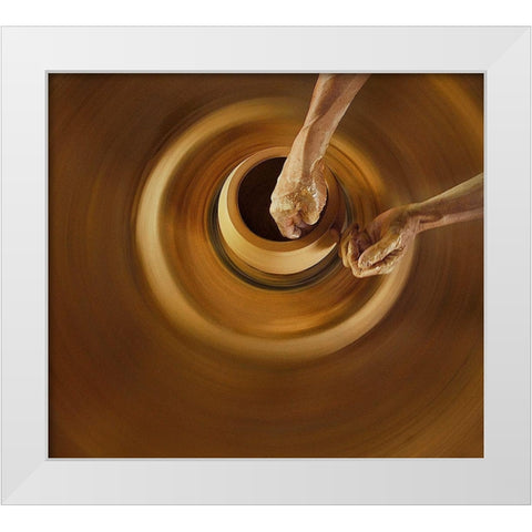 Swivelling And Shape White Modern Wood Framed Art Print by Dodyherawan