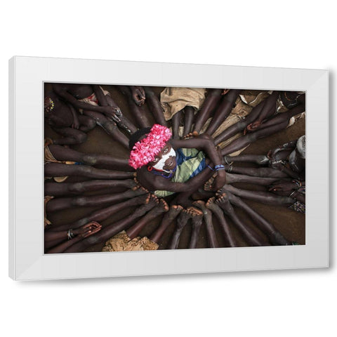 Kids In Holiday White Modern Wood Framed Art Print by Alhumaid, Hesham