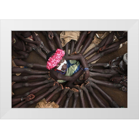 Kids In Holiday White Modern Wood Framed Art Print by Alhumaid, Hesham