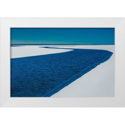 River On The Lake White Modern Wood Framed Art Print by Goodman, Mark