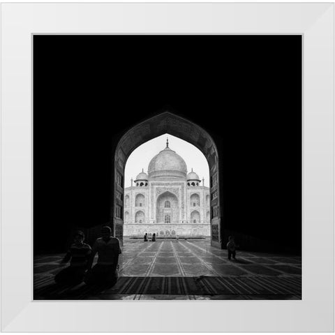 Taj Mahal White Modern Wood Framed Art Print by Al-Qasim, Basem