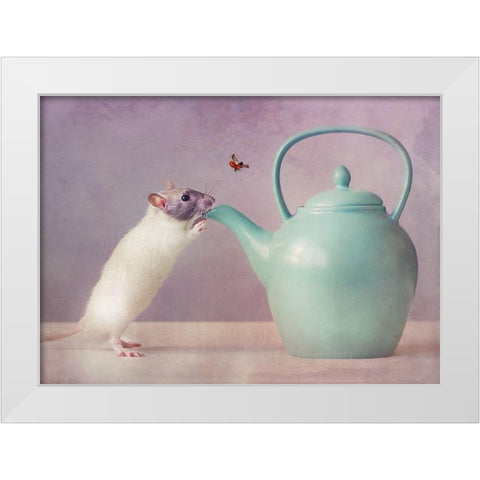 Snoozy  :) White Modern Wood Framed Art Print by Van Deelen, Ellen