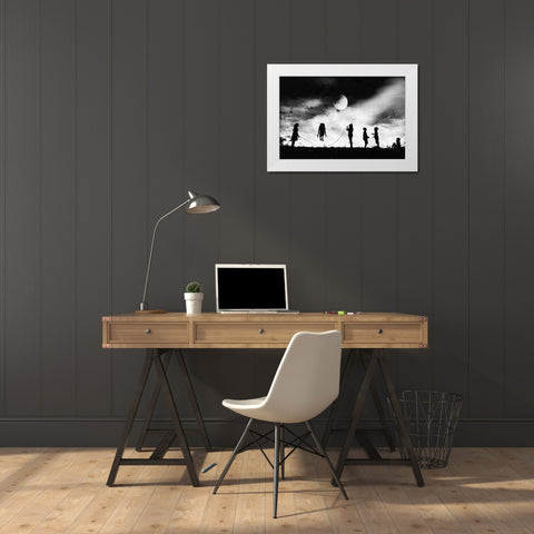 The Game High Jump White Modern Wood Framed Art Print by Satriani, Jay