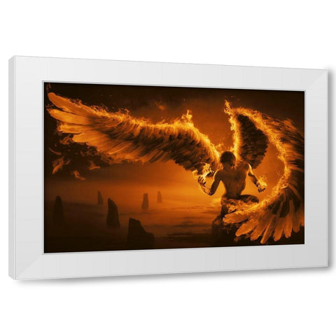 Fiery White Modern Wood Framed Art Print by Kiciak, Christophe