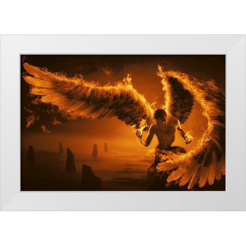 Fiery White Modern Wood Framed Art Print by Kiciak, Christophe