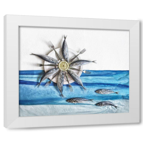 Sun And Sea ... White Modern Wood Framed Art Print by Lazarov, Dimitar