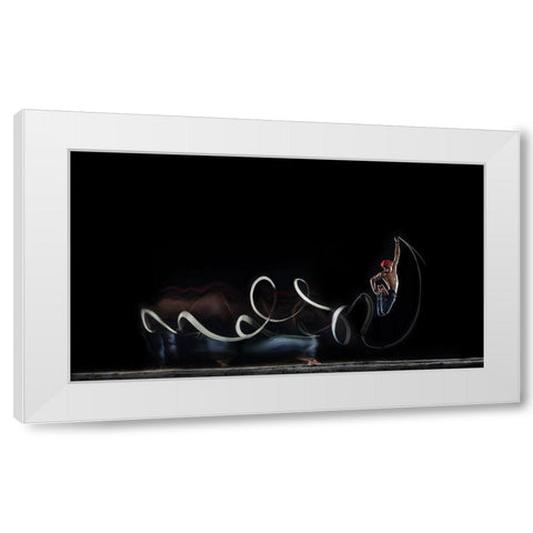 Jump Up A Lite Up Your Life White Modern Wood Framed Art Print by Wang, Willy