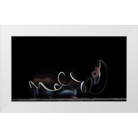 Jump Up A Lite Up Your Life White Modern Wood Framed Art Print by Wang, Willy