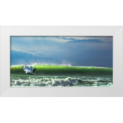 Catch The Wave White Modern Wood Framed Art Print by Mei, Massimo