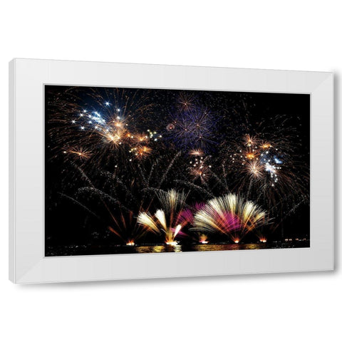 Ieri A Lecco Cerano I Fuochi... White Modern Wood Framed Art Print by Calvetti, Francesco
