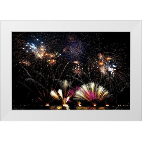 Ieri A Lecco Cerano I Fuochi... White Modern Wood Framed Art Print by Calvetti, Francesco