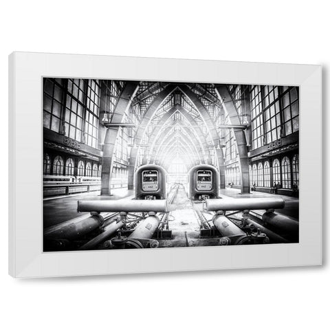 Take The 442 On Track 4,75 White Modern Wood Framed Art Print by Flour, Bruno