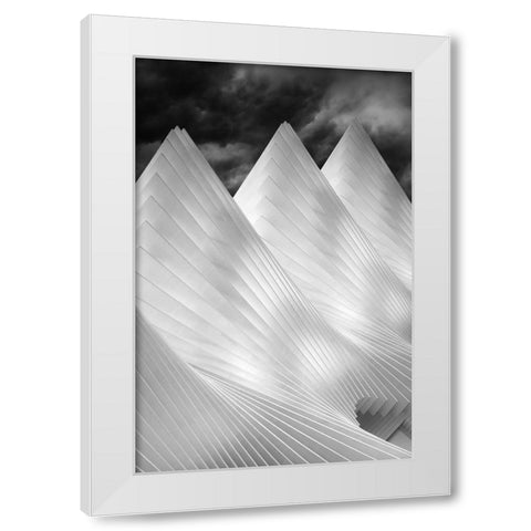 Three Summits White Modern Wood Framed Art Print by Hageman, Michiel