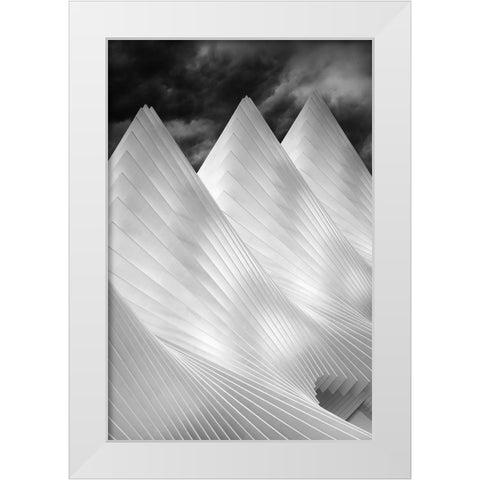 Three Summits White Modern Wood Framed Art Print by Hageman, Michiel
