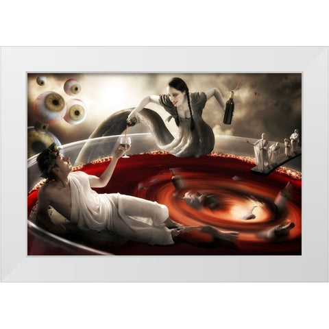 Delirium Tremens White Modern Wood Framed Art Print by Kiciak, Christophe