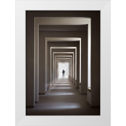 The Cat Who Walks Through Walls White Modern Wood Framed Art Print by Eliash, Tomer