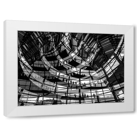 Visitors White Modern Wood Framed Art Print by Lenzen, Klaus