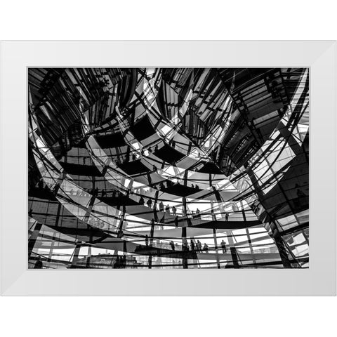 Visitors White Modern Wood Framed Art Print by Lenzen, Klaus