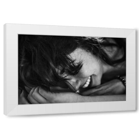 Joyful White Modern Wood Framed Art Print by Mennitto, Davide