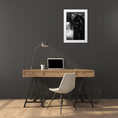 Big Bird In A Small Cage White Modern Wood Framed Art Print by Mexia, Laura