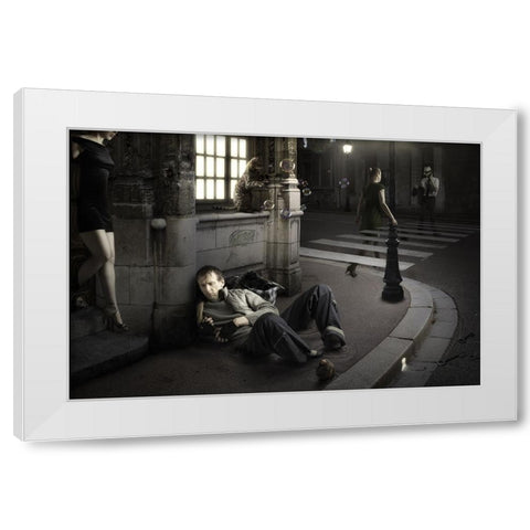 Sinking White Modern Wood Framed Art Print by Kiciak, Christophe