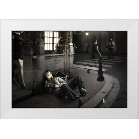 Sinking White Modern Wood Framed Art Print by Kiciak, Christophe